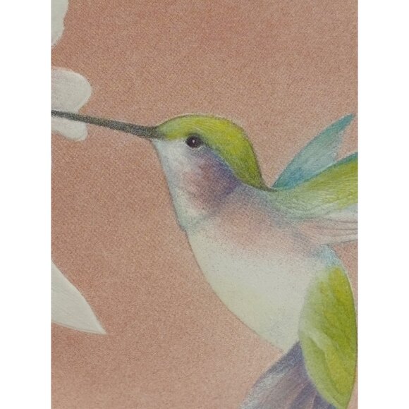 Framed Hummingbird & Flowers Print Artwork Embossed paper In Gold Wooden Frame 1 - Picture 11 of 12